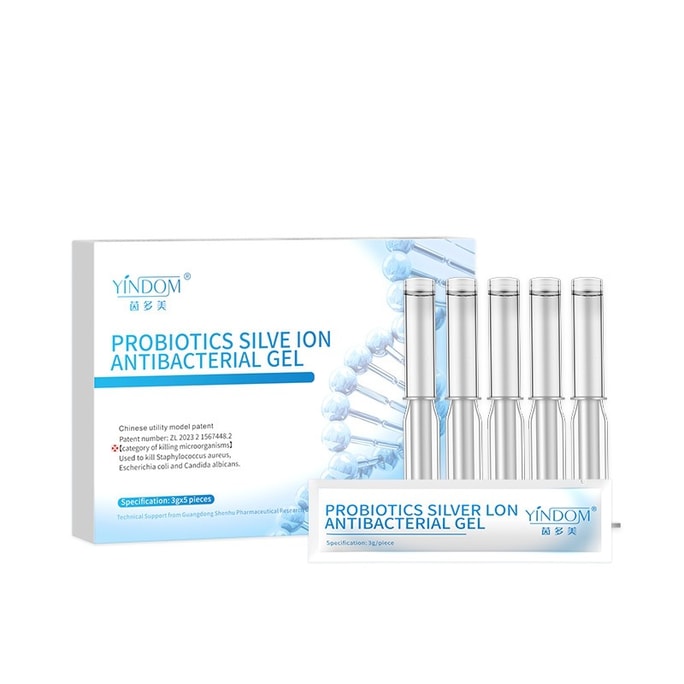 Probiotic Silver Ion Antibacterial Gel 3g*5 tubes/box, Intimate Revitalizing Gel for Feminine Intimate Areas: Pinkish Cleansing, Antibacterial, Tightening, Moisturizing, and Anti-itching/Odor Control.