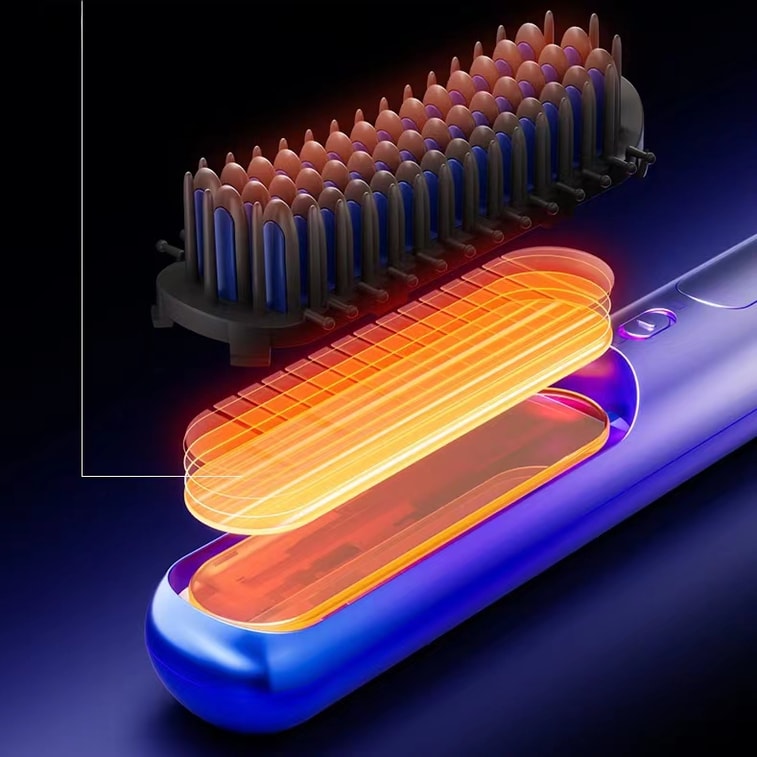 【名星穎兒同款】 中國 ASHMORE艾詩摩爾 鉑金負離子無線直髮梳 直卷兩用美髮護髮棒 藍色 1件 4