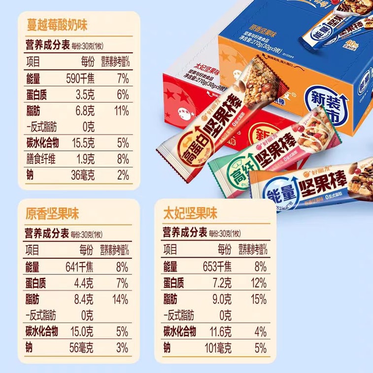 好丽友中国 高蛋白坚果棒太妃坚果味30g*3袋 4