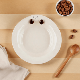 川岛屋 可可豆系列反口盘 陶瓷餐盘 家用可爱餐具 21.6cm