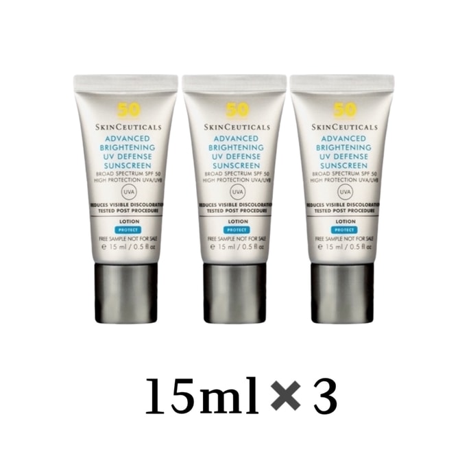 【香港からの直送】SKINCEUTICALS 日焼け止め 15ml✖️3 計45ml スポットライト 2in1 SPF50+ PA++++ 光電手術後用 映画レベルのデュアル機能日焼け止め 美白・ブライトニング 光老化防止