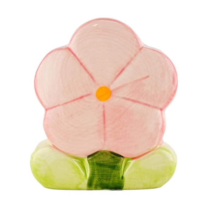 Ceramic beauty storage case/office pen holder/flower/pink/10.9 * 7.1 * 12.4CM