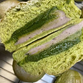 Taro puree matcha milk tea bread
