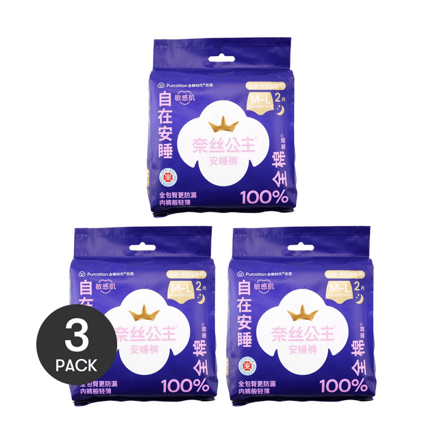 Shorts Type Sanitary Napkin Pants For Night Size M-L 2pcs*3, Packing May Vary