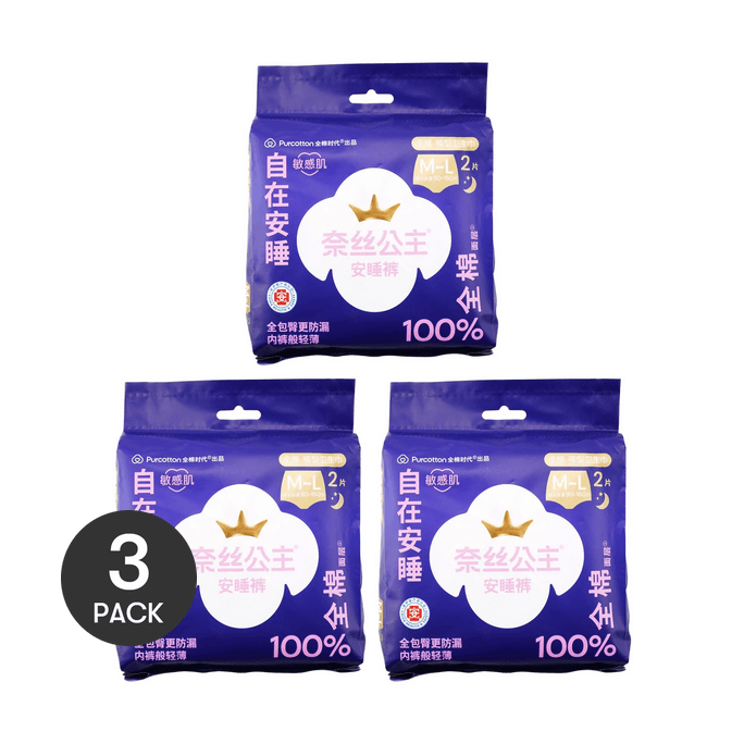 Shorts Type Sanitary Napkin Pants For Night Size M-L 2pcs*3, Packing May Vary