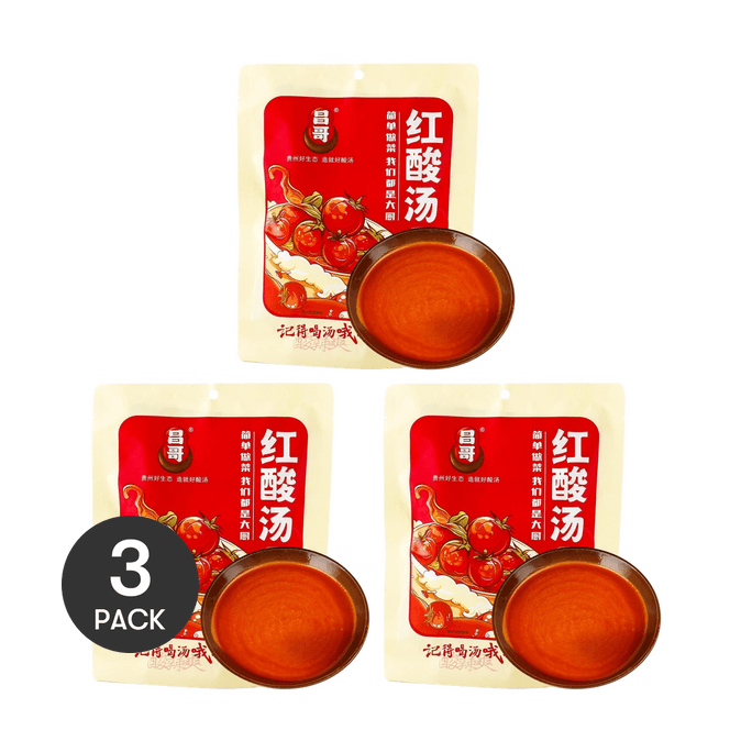 Sour Soup Hotpot Base, Guizhou Specialty, 12.35 oz *3【3 Packs】