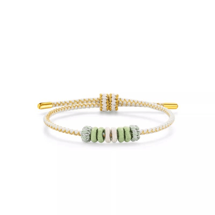 [중국 직배송] 차우 타이 푸크 컬러풀 꼬임 DIY 로프 팔찌 - 아름답고 심플하며 우아한 색상 - 녹색과 흰색 - 25cm