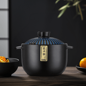Ceramic Cooking Pot Donabe Clay Pot Blue Lid, 202.88 fl oz