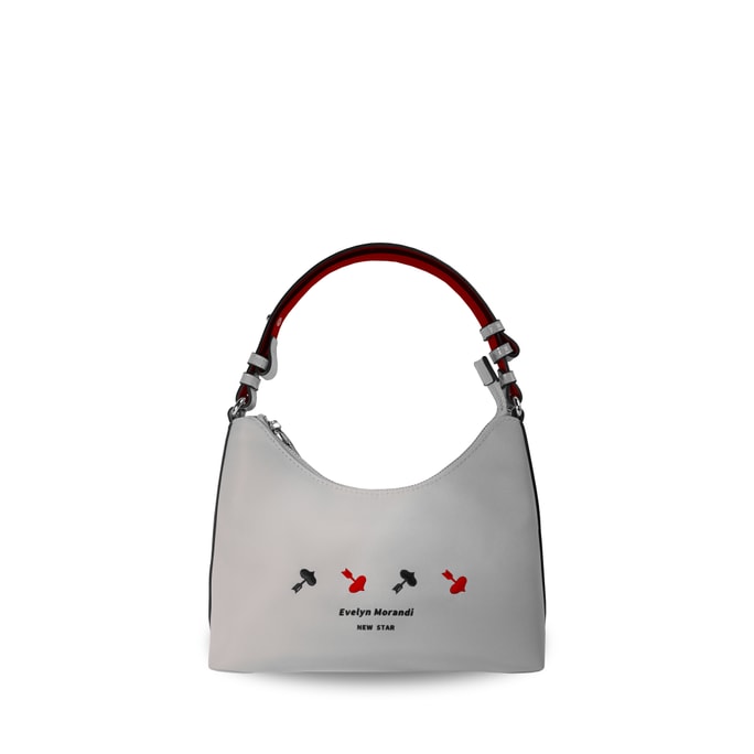 【中国直邮】 Evelyn Morandi EvelynMorandi设计师品牌重工刺绣爱神箭心极地灰色月牙包 (灰)1件