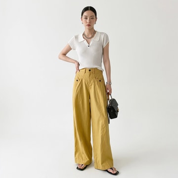 Casual Pants Yellow M 1 Piece High-waisted Straight Floor-length