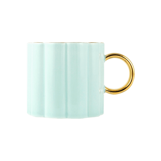 日本FRANCFRAN 金边贝壳陶瓷马克杯子水杯子 花边精致咖啡杯子 薄荷色