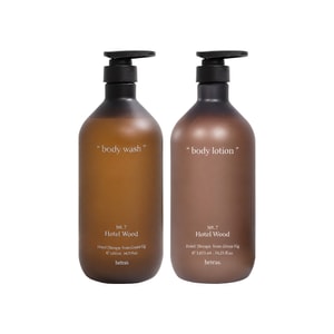 호텔 테라피 바디워시 & 로션 세트 No.7 호텔 우드, 각 1013ml/34.25 fl oz, 그린 피그 바디 케어 듀오, 설페이트 프리 클렌저 & 빠른 흡수 보습제, 따뜻한 우디 머스크 향