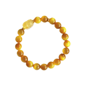 Natural Golden Tiger's Eye & Citrine Pi Xiu Bracelet | Wealth Attracting & Evil Warding 8mm1piece