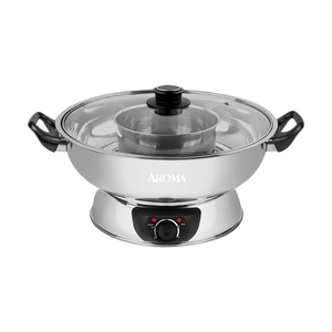 【Low Price Guarantee】4-Qt Stainless Steel Electric Shabu Hot Pot ASP-600 1 Year Mfg Warranty