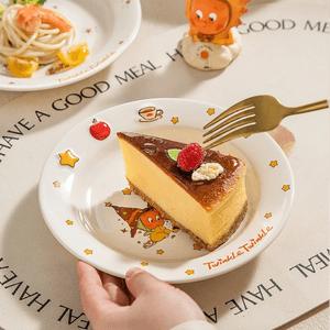 川岛屋 苹果星星人浮雕盘 萌趣家用陶瓷盘子 17.78cm