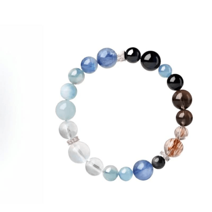 Jizhao Tang Sea Blue Treasure Bracelet Five Elements Nine Purple Natural Crystal Bracelet Five Elements Water 15-16 Cm