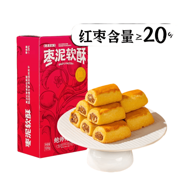 【中国直邮】 鲍师傅 枣泥软酥 传统中式老式点心 休闲零食 120g