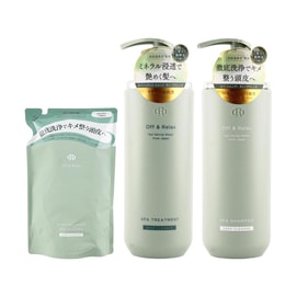 日本OFF&RELAX 净彻控油洗护发套装 洗发水 460ml + 洗发水补充装 400ml + 护发素 460ml 0硅油【72h长效控油超值装】