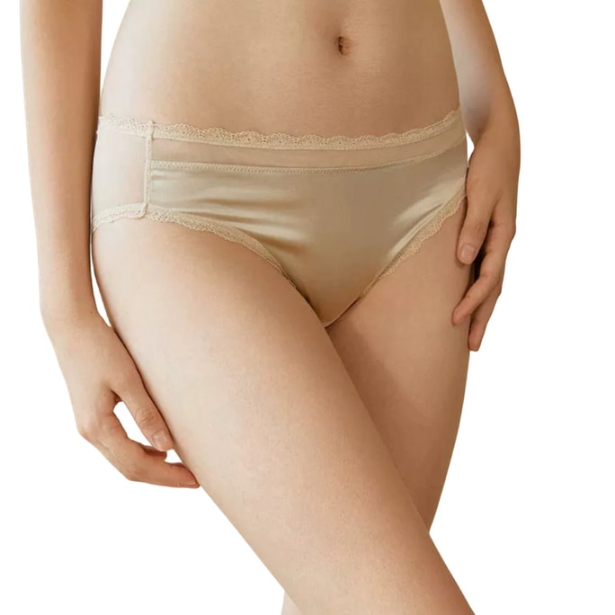 Real Silk Low-Waisted Comfortable Ventilate Ladies ′Panties Satin Briefs NZFAC212# White Magnolia M