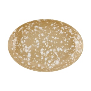 Retro Korean Street Food Bunsik Marble Oval Snack Plate Coffee Milk 21.5*15cm