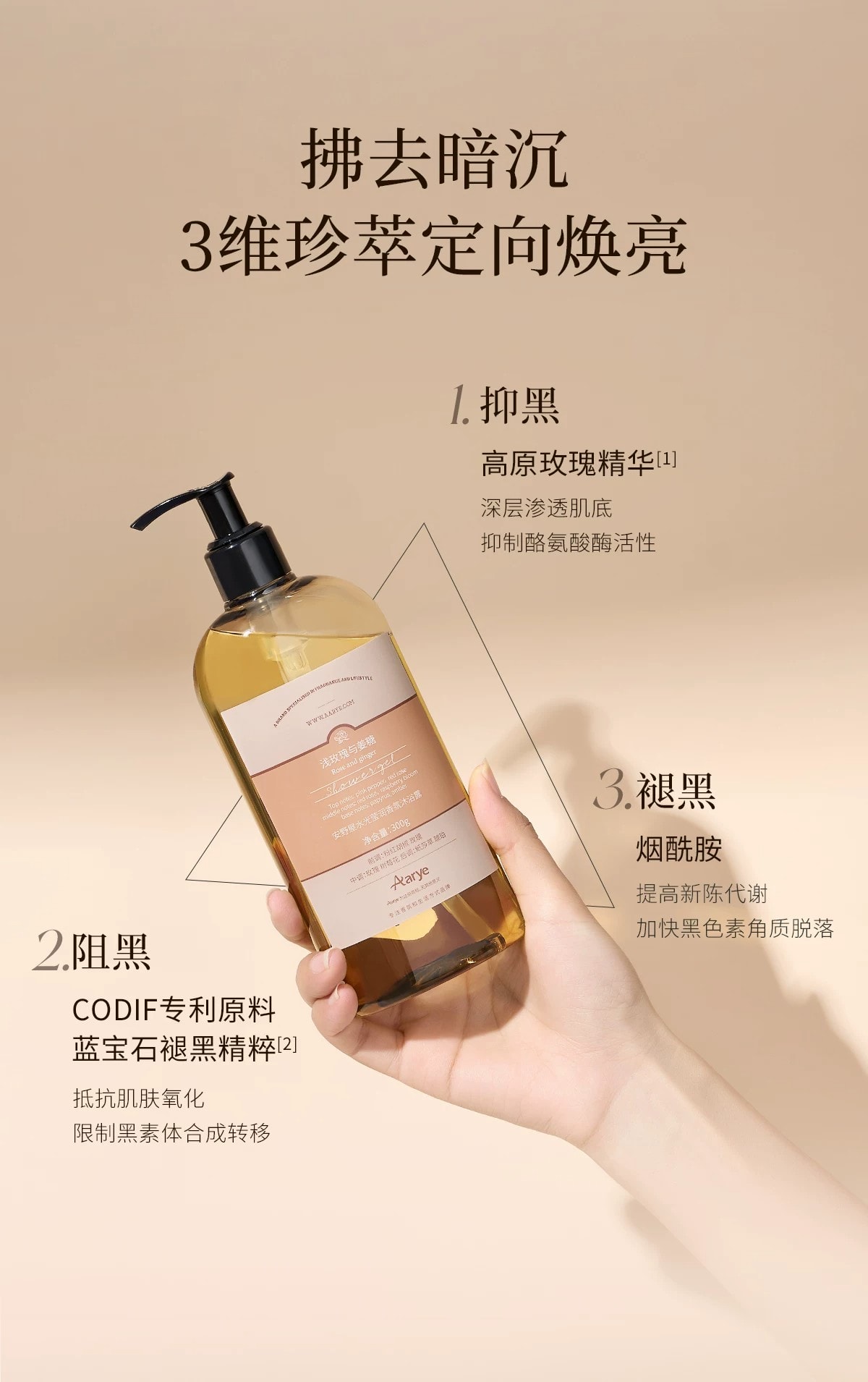 【中国直邮】 安野屋 果酸沐浴露 白桃与绒 300g 持久留香保湿洗澡清洁控油沐浴液