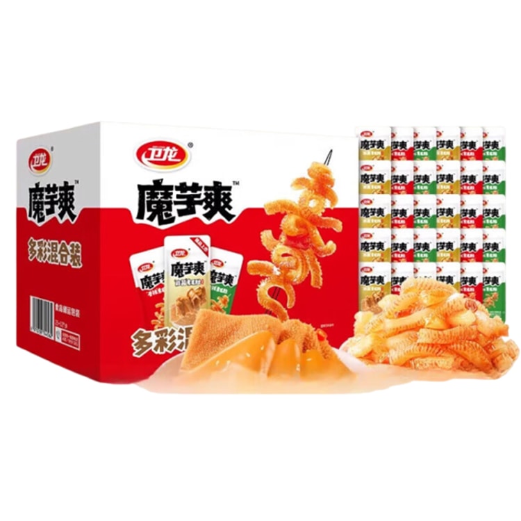 中国直邮】卫龙魔芋爽Plus礼盒60袋纯享装香辣酸辣麻酱混合口味888g 素