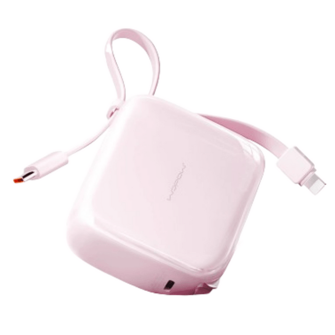 Small Sugar Three-in-One Power Bank with Plug and Cable Fast Charging 10000mAh Lightweight and Compact Pink 1 Piece