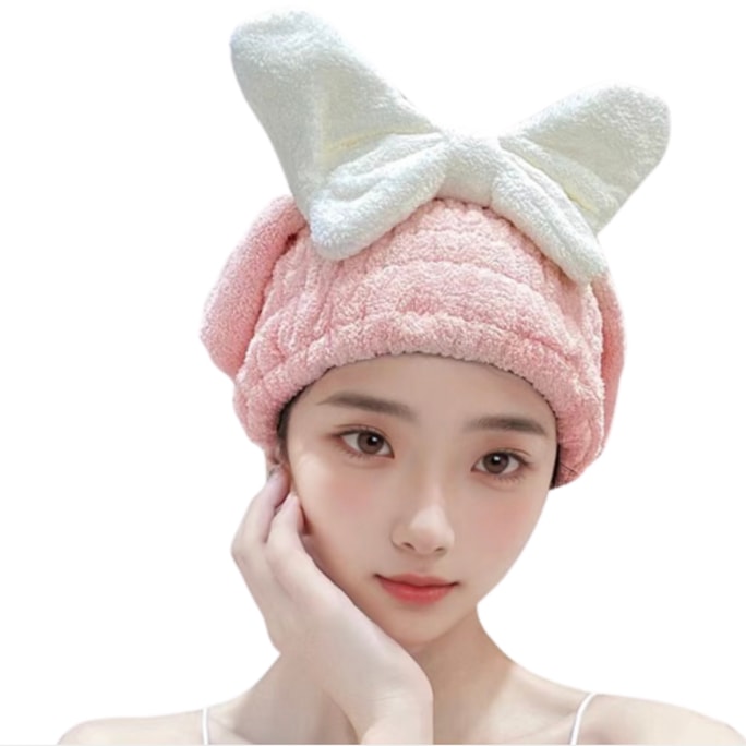 Dry Hair Cap Thickened Absorbent Quick Dry Absorbent Quick Dry No Blow Dry Towel Bath Cap Cherry Pink