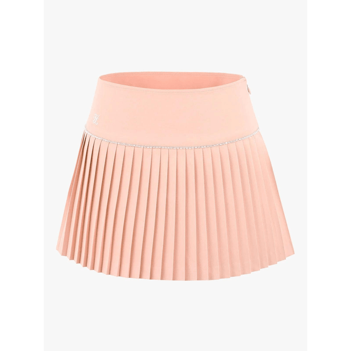 Check Flare Pleated Skirt-Pink Pink / XS