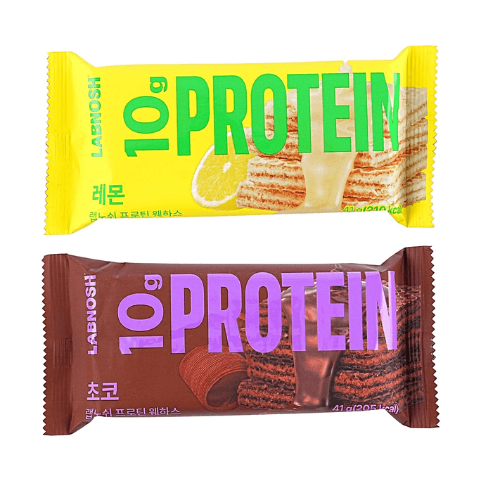 Protein Wafer Bar Lemon Flavor+Chocolate Flavor, 2.90 oz【2 Flavors 2 Combo Packs】