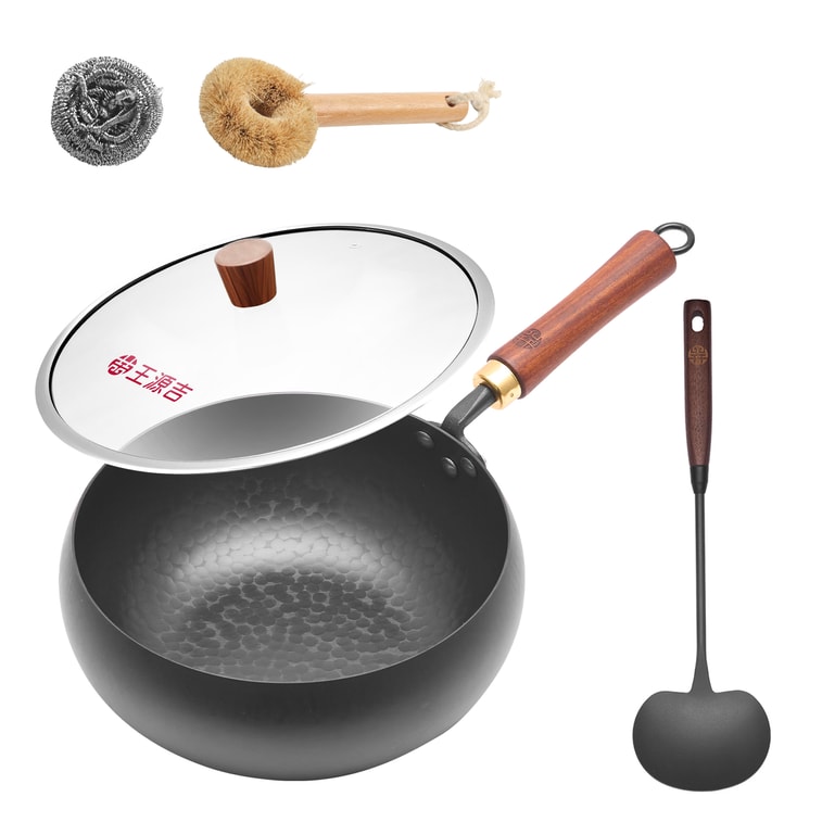 王源吉 🍄赠可可爱爱蘑菇铲🍄❗真 质感王者❗【炒出人间烟火气】  24cm 纯手工锻打炒锅 中式铁锅 章丘大肚炒锅 - 食材可以在锅里过山车! 400年老手艺,咱信得过! 12