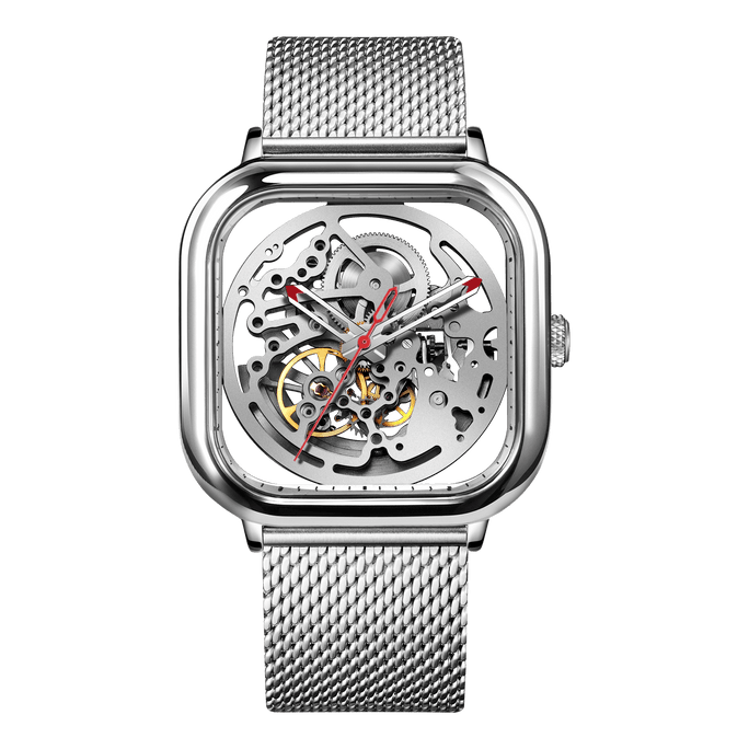 Watch Series C·Skeleton Silver Automatic Mechanical Watch Original Design Exquisite Gift box