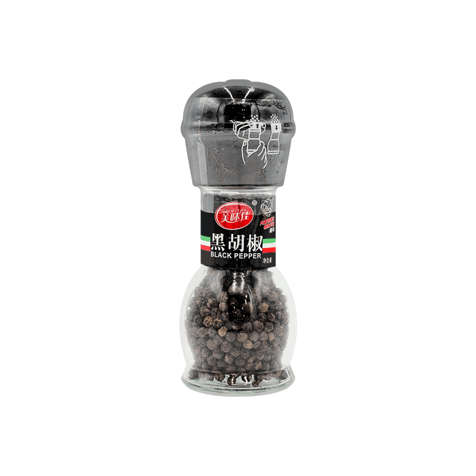 Black Pepper - Whole Peppercorns with Grinder, 1.23oz