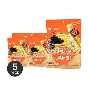 杨国福 纯素麻辣烫加面款 速食宵夜 麻辣汤底 335g*5【5包装】【麻辣过瘾】【新老包装随机发货】