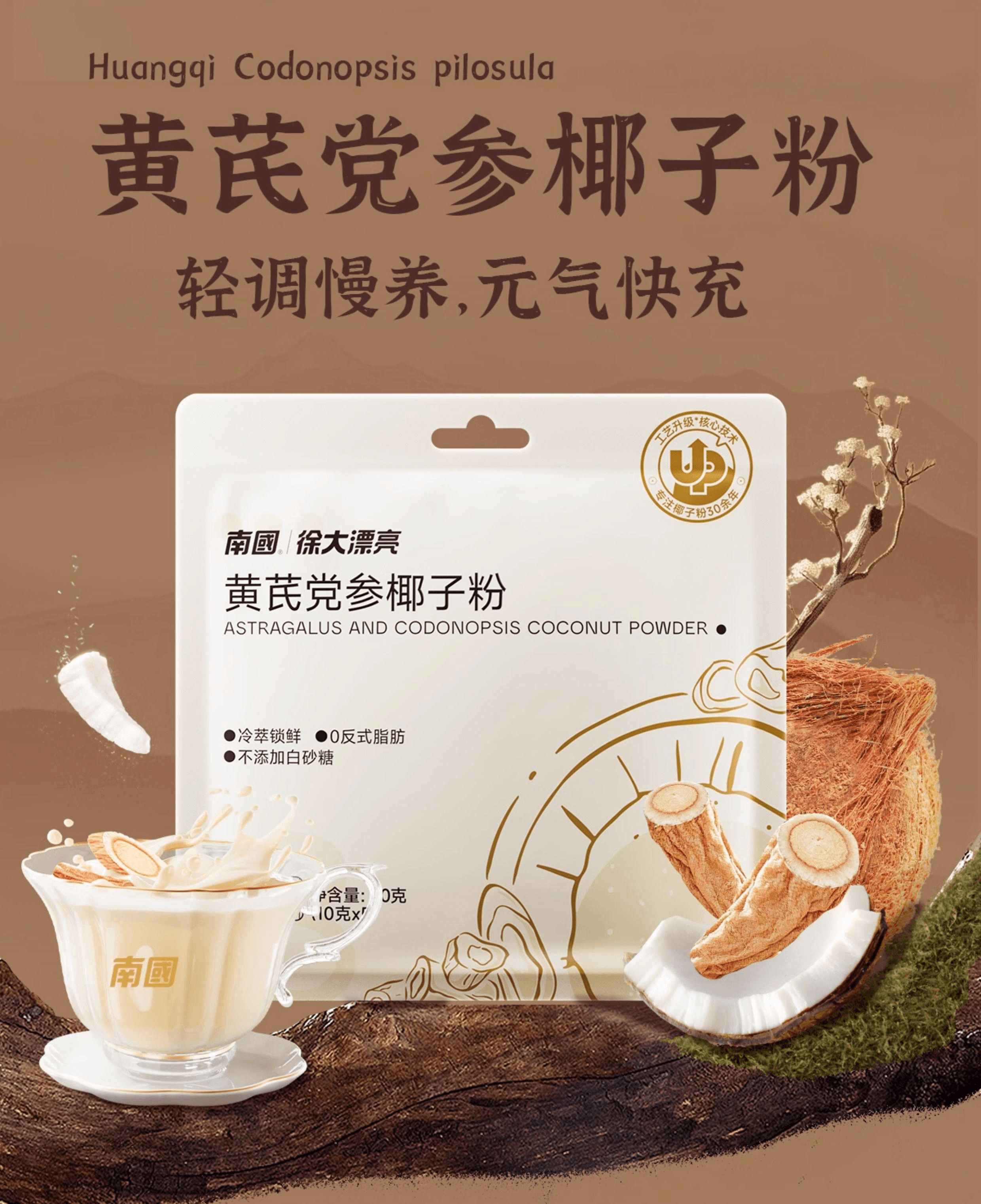 【中国直邮】 南国 黄芪党参椰子粉营养早餐冲饮可冲12杯120g*1袋
