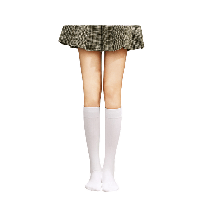 Japanese Medium Long Socks Mid Thick Styles All Seasons White Calf Socks