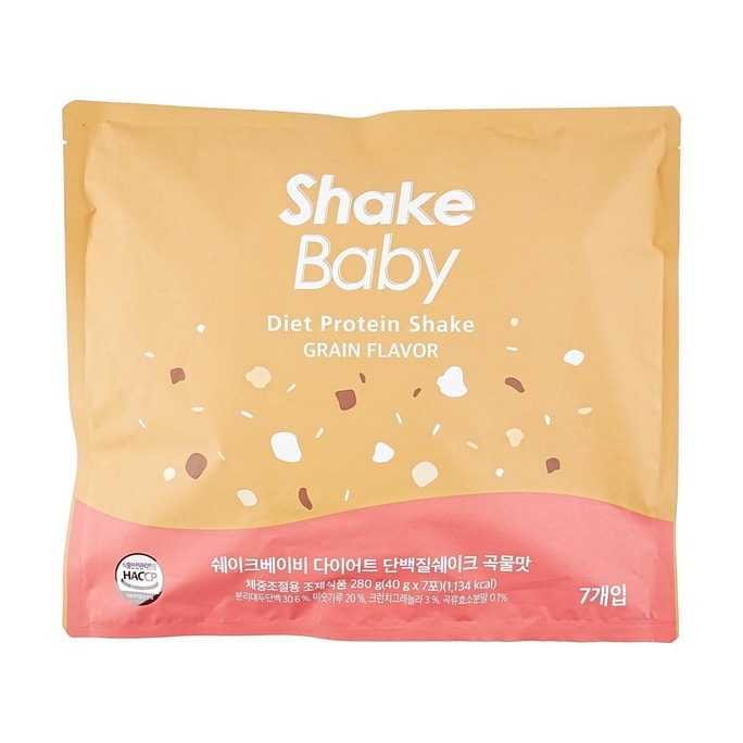 韩国SHAKEBABY 蛋白质奶昔 减肥减脂增肌 谷物口味 单包162卡 7包入 280g
