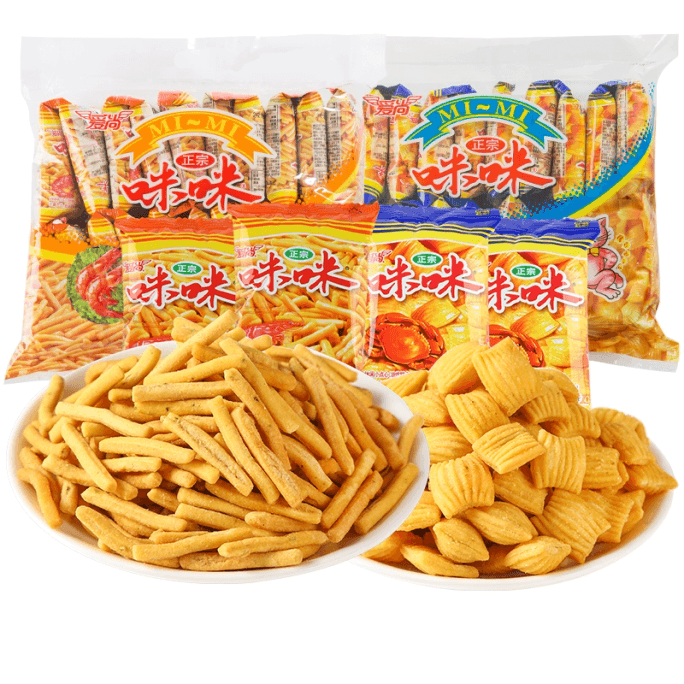 【中国直邮】 爱尚 咪咪虾条虾味蟹味粒小包零食大礼包童年经典解馋休闲食品开袋即食小吃 混合口味 10g*10包