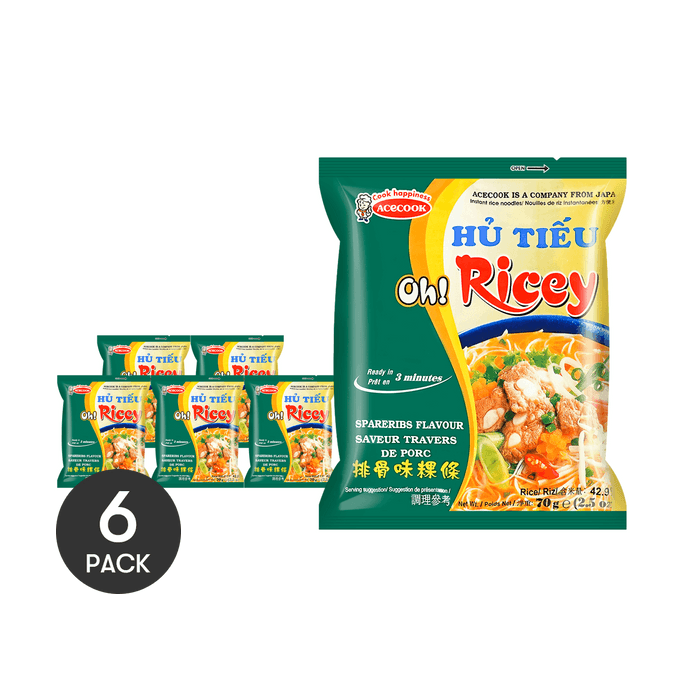 Oh! Ricey Rice Noodles Spare Ribs Flavor Bag 70g *6【6 Packs】