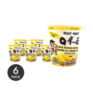 台湾旺旺 Q米面 米粉 麻油鸡味 77g *6【6份超值装】【非油炸】【宵夜即食米线】