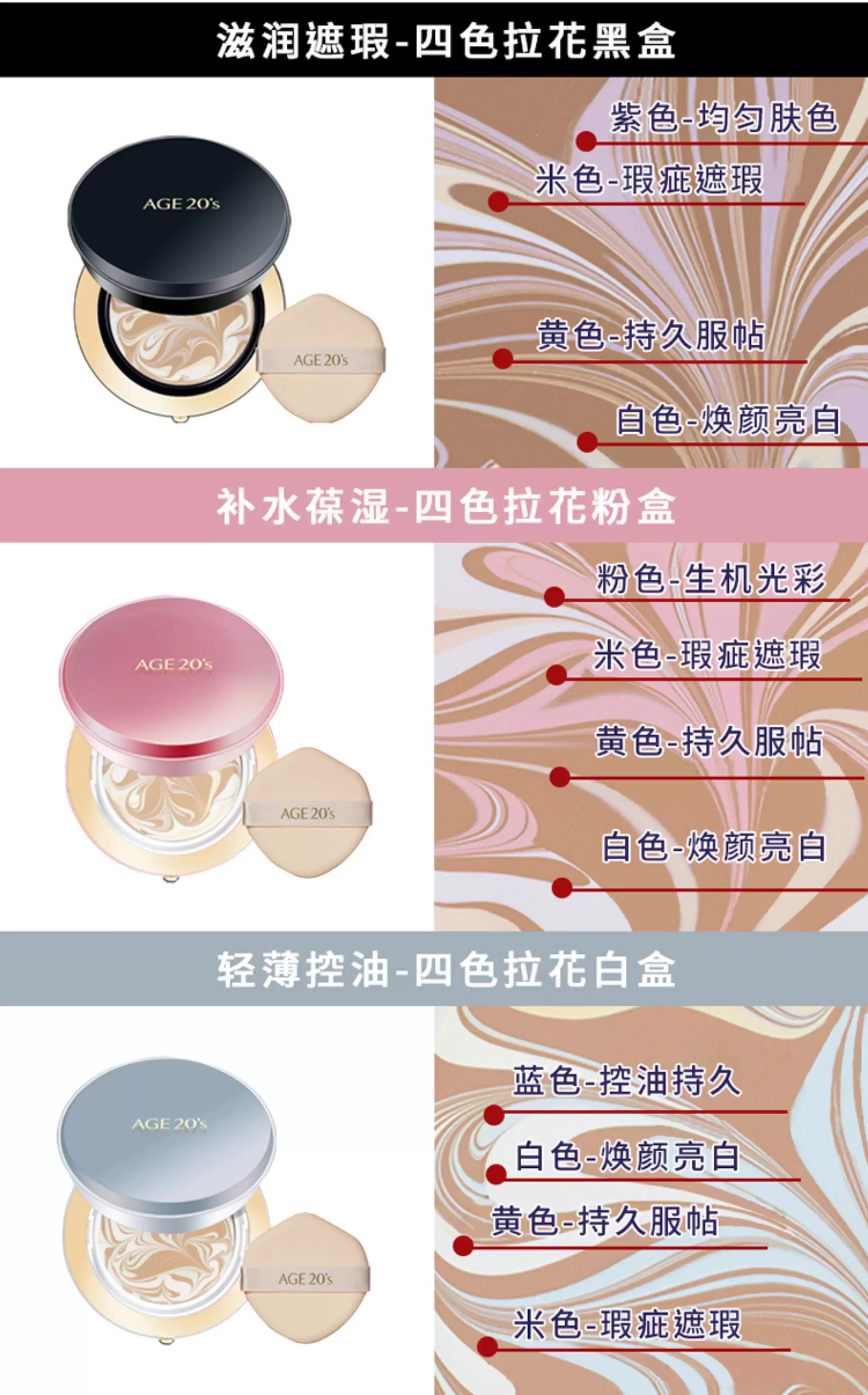 韩国 AGE20's Age 20's 四色拉花黑盒遮瑕大师保湿持久不脱妆气垫(SPF 50+ PA+++)14g x 2  #21 自然偏白 【带替换装】