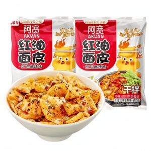 【中国直邮】 阿宽 红油面皮麻辣味宽面干拌面方便面115g*1袋