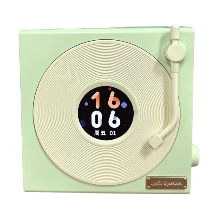 【中国直邮】 HOLIHEYO 新款悬浮歌词蓝牙音箱动态背景黑胶复古白噪音室内摆件多变时钟  牛油果绿色 一台装 7