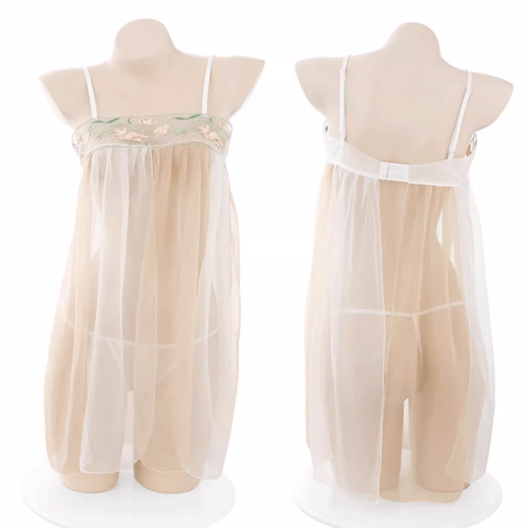 Lingerie Set - Yuhuan One Size (80-120 lbs) Traditional Hanfu Style Teasing & Sensual Nightwear Passionate Cosplay No-Undressing Required Alluring Ensemble 1 Set [Separate Ruqun Skirt + Robe + Thong] 6