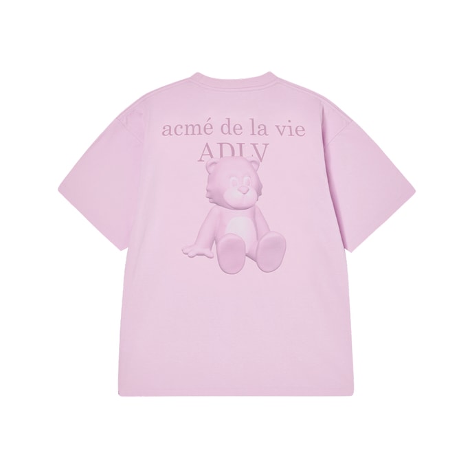 【韩国直邮】 韩国 acmé de la vie ADLV AC BEAR 单色基本款 LOGO 短袖 T 恤 浅粉色 2