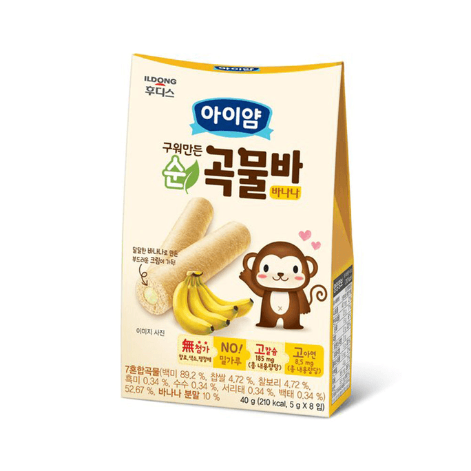 韓国 ILDONG FOODIS Aiyam グリルド ピュア グレイン バー バナナ 5g x 8p