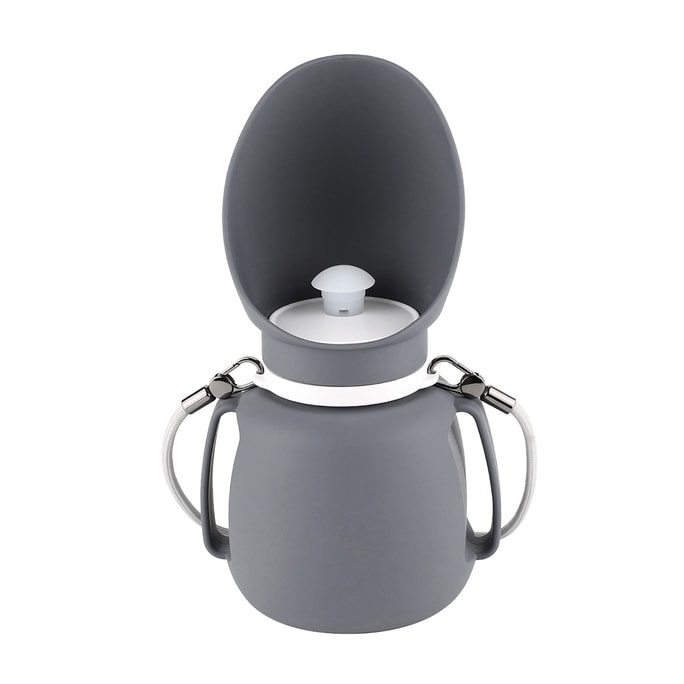 New Convenient Pet Carrying Water Cup Outdoor Dog Walking Water Dispenser Folding Water Bottle Grey 800ML Set