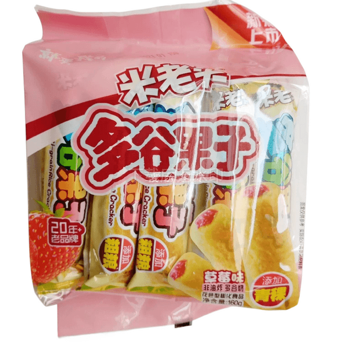 【中国直邮】 米老头 多谷果子 草莓味粗粮夹心米果160g