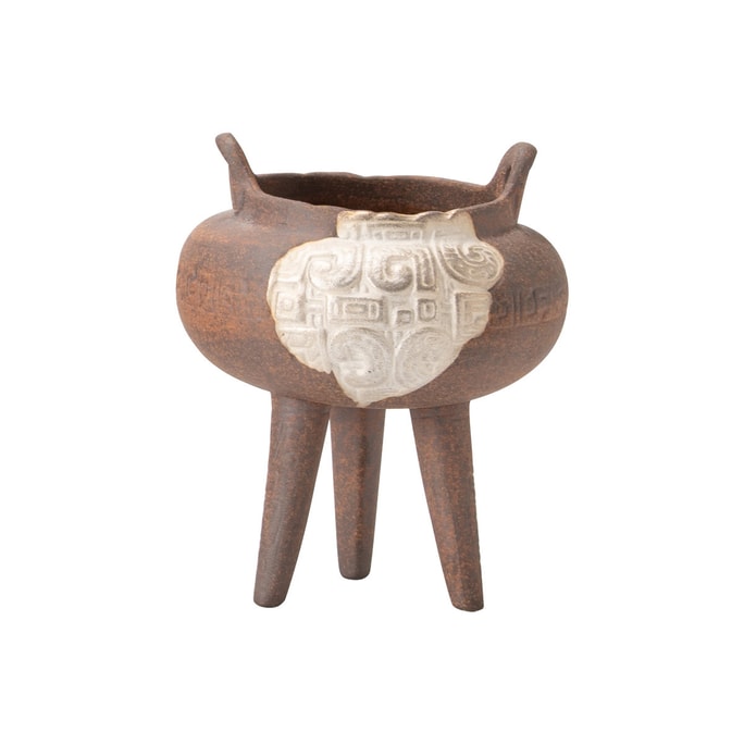 New Aromatherapy Stove Indoor Zen Small Ornament Old Clay Brushed Silver  Gluttony Pattern Tripod Stove F