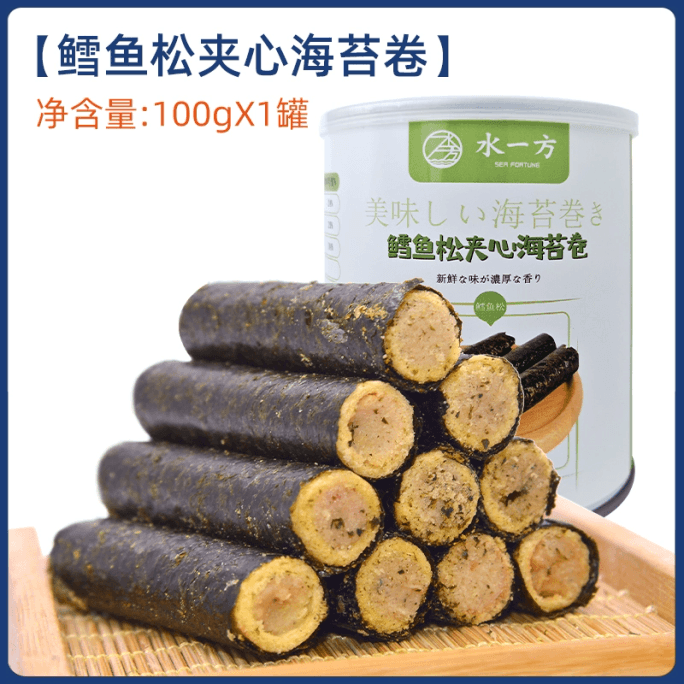 Shui Yifang Cod Fish Floss Seaweed Roll 100g*1 Can